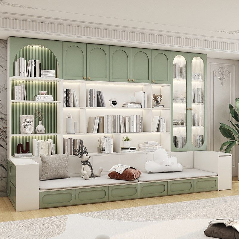 定制实木去客厅卡座书柜一体整墙到顶沙发储物柜尺寸定做书橱书架,住宅家具,组合书柜,淘宝优惠券,粉丝福利购,淘宝优惠卷