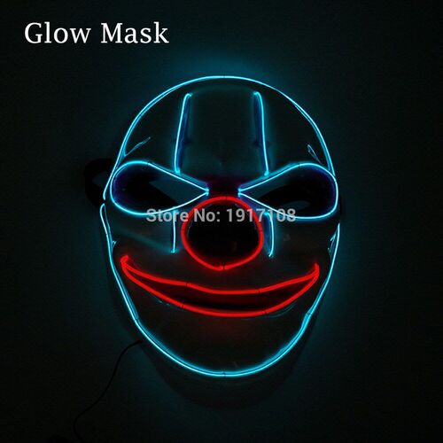 Hot Sales Halloween Horror Mask LED Neon Light up Mask Carni