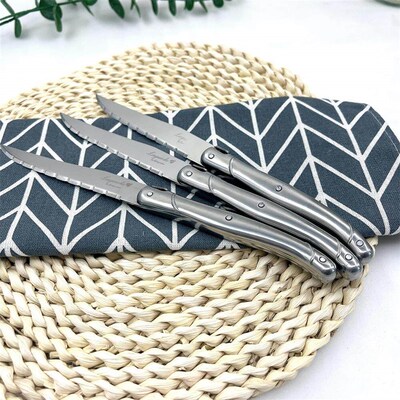 Laguiole Steak Knife set Stainless Steel Dinner Knives Silve