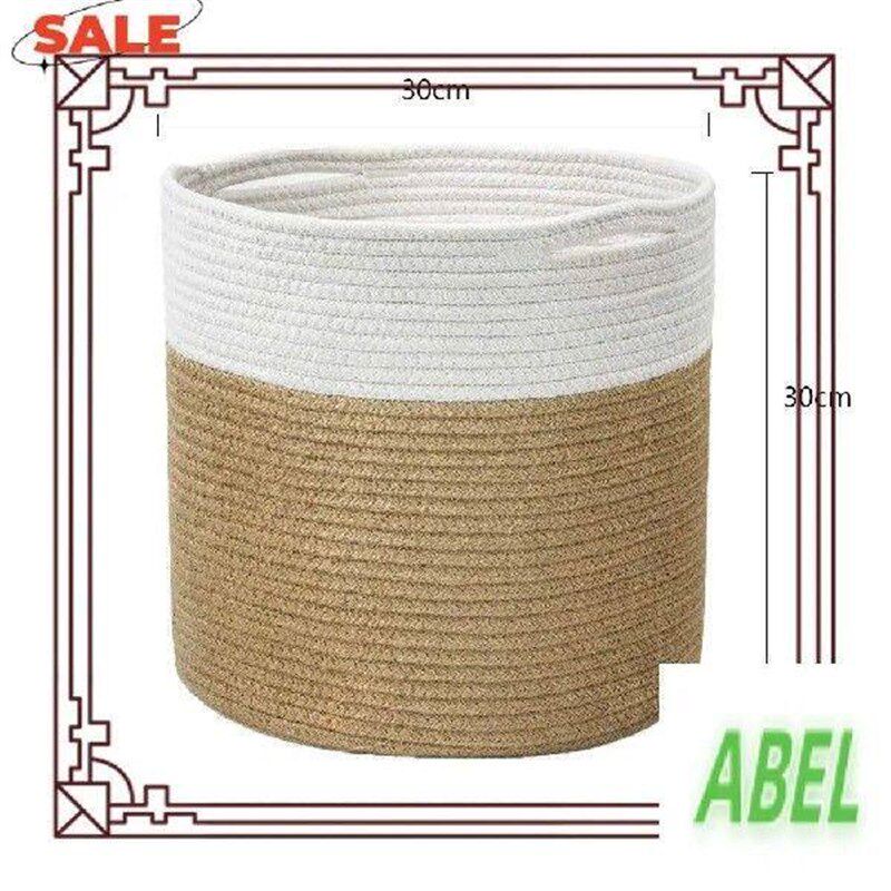 KB-Cotton Roll Rope Basket, Decorative Woven Storage - 实物图