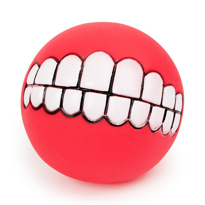 Funny Pets Dog Puppy Cat Ball Teeth Toy PVC Chew Sound Dogs