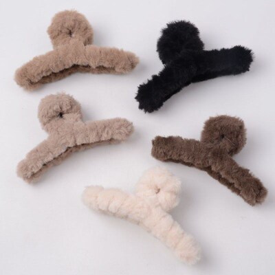 Fall Winter Korean Style Fuzzy Hair Clip for Women Large Siz