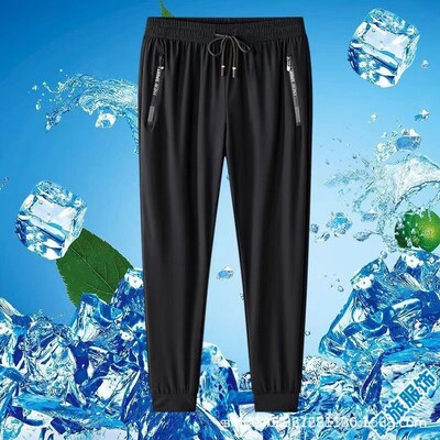 Ice Silk Mens Thin Drapey Quick-drying ol Trousers Plus Siz