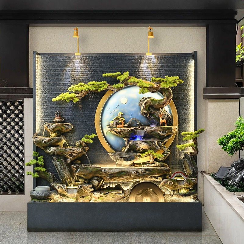 中式水幕墙屏风高山流水喷泉景观装饰办公室客厅乔迁开业落地摆件,家居饰品,流水摆件,淘宝优惠券,粉丝福利购,淘宝优惠卷