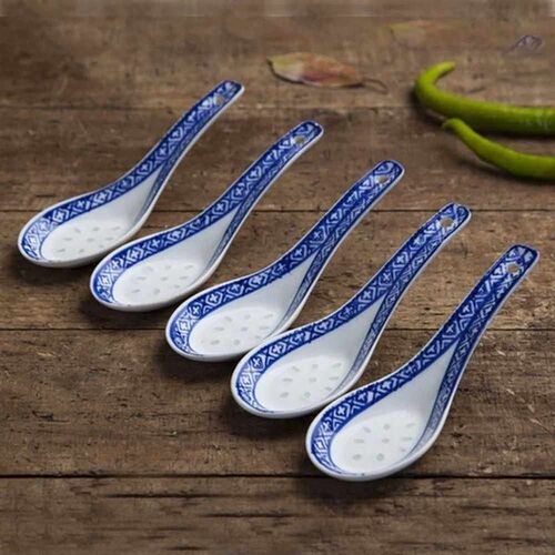 5pcs Convenient Ceramic Spoon Multi-Function Chinese Style S