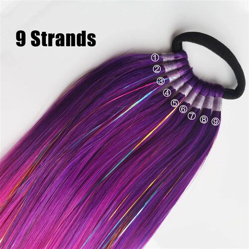 Purple Red Pink Tel Ponytail Extension with Elastic Hair Tie