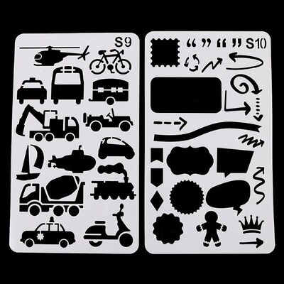 24pcs/set Journal Borders Drawing Template Ruler Stencil跨境