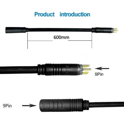 60cm Ebike Julet 9 Pin Motor Extension Cable Waterproof
