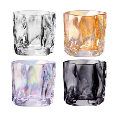 1pc 200ml Unique Whisky Glass Irregular Transparent Glass Wi