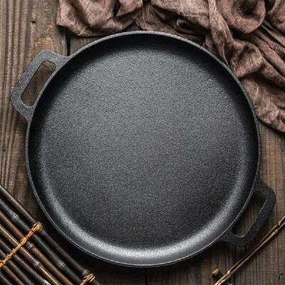 Cast Iron Skillet Pan with Dual Handles Non-Stick BBQ