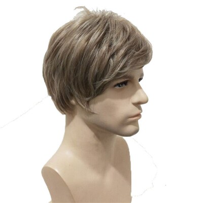 Mens Wig Full Head ver Wig Short Hair Chemical Fiber High T