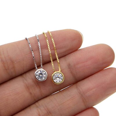 single stone solitaire cz cubic zirconia delicate dainty box