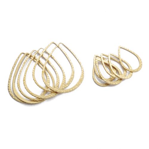 10Pcs Raw Brass Hammered Teardrop Frame Pendant Charms For D