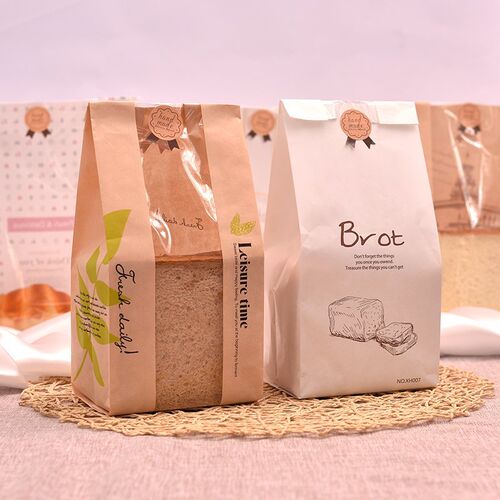 50pcs  Kraft Paper Toast Bread Bag Bakery Cookies Bag Cake P