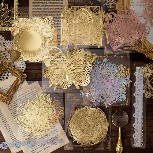 10pcs/pack INS Scrapbooking paper Bronzing Lace Decoration p