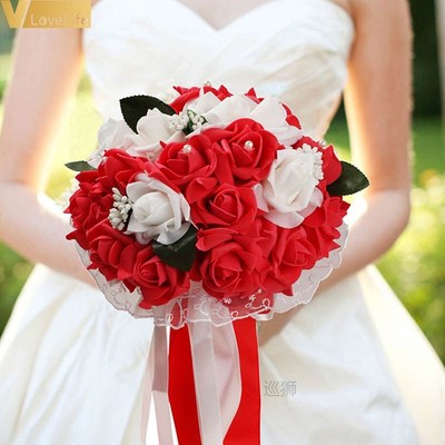 Wedding Bouquet Bridal Bridesmaid Artificial Silk Rose Flowe