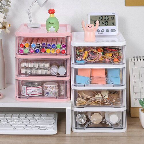 Clear Desktop Storage Box with Drawer Heightened Table Organ
