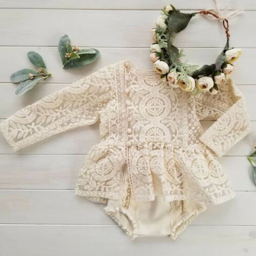 Newborn Toddler Baby Girl Princess Flower Lace Romper Jumpsu