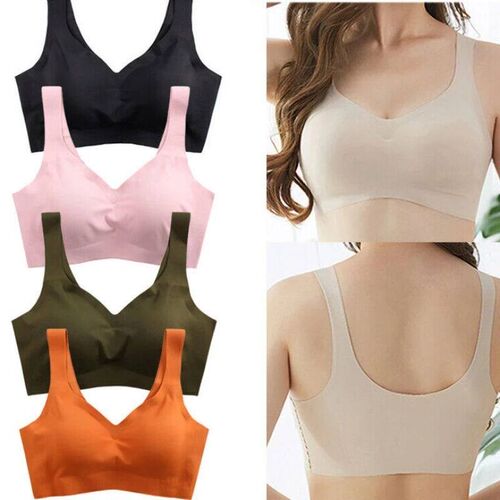 2024 Women Seamless Ice Silk Bra Removable Chest Pad Lifting