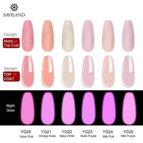 SAVILAND 7ML Nude Pink Gel Polish Glow In Dark Semi Permane
