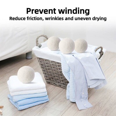 6pcs Reusable Wool Dryer Balls Home Washing Fleece Drying La