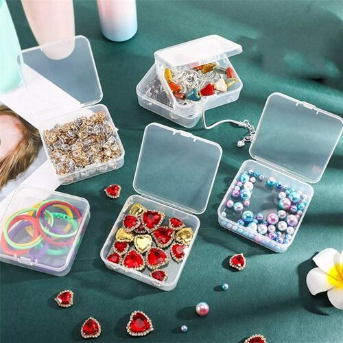 6PCS Mini Storage Box Transparent Square Plastic Box Earring
