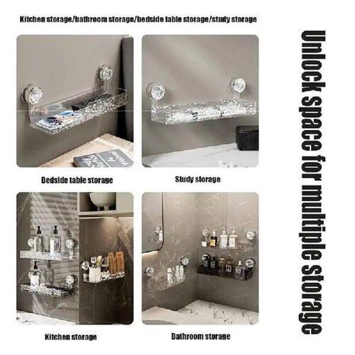 Shower Room Suction Cup Bathroom Storage Shelf Basket Home