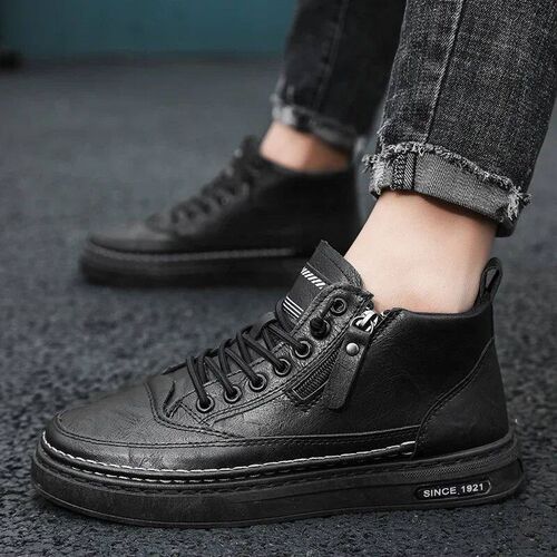 Men Boots Winter High Top Leather Shoes Fashion Cotton Shoes