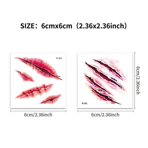 20 Sheet 3D Realitic Scar Tattoo - Waterproof Fake Bloody Wo