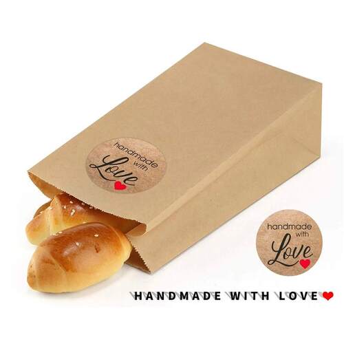 100-500pcs 1inch Vintage Kraft Paper Handmade With Love ers