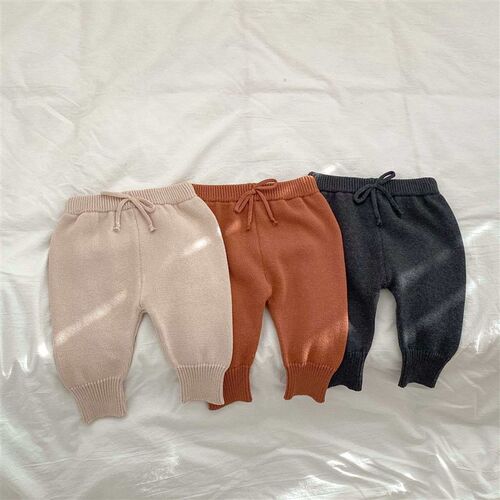 New Baby Pants Knitted Solid Color Wool Pants Men and Women