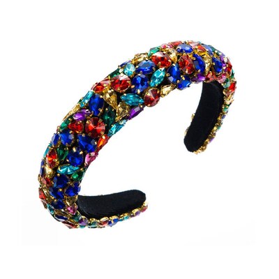 New Heavy Industry Hair Band Inlaid with Rhinestone Mesh Red