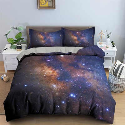 3D Galaxy Duvet Cover Set Single Double Twin Queen 2/3pcs Be