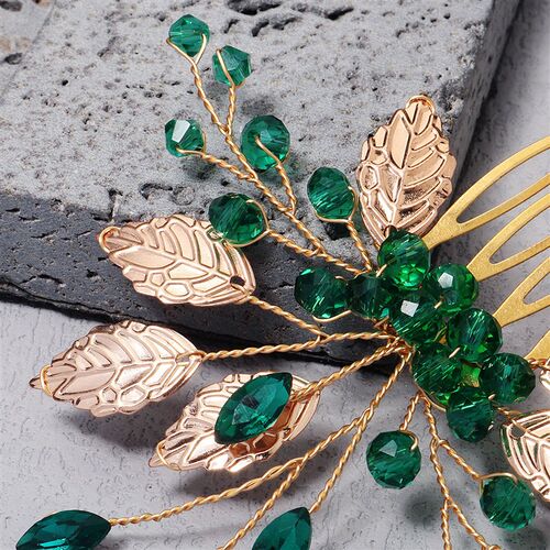 Bride Hairpins Tiaras Rhinestone Green Hair Combs For Women