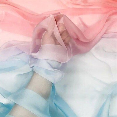 1M Rainbow Gradient Color Chiffon Fabric 30D Organza Tulle