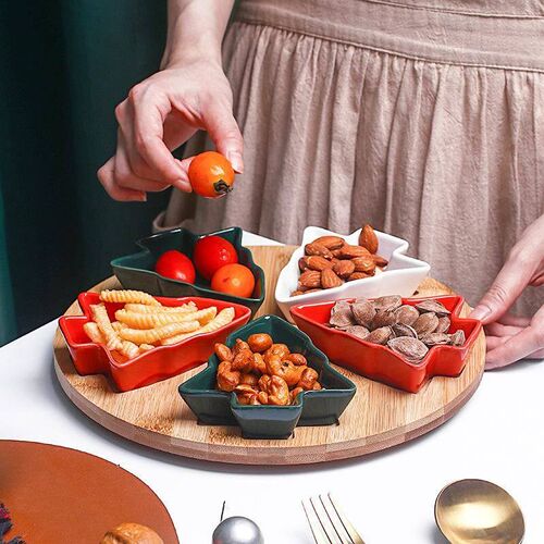 Nordic Christmas Ceramic Turntable Snack Tray