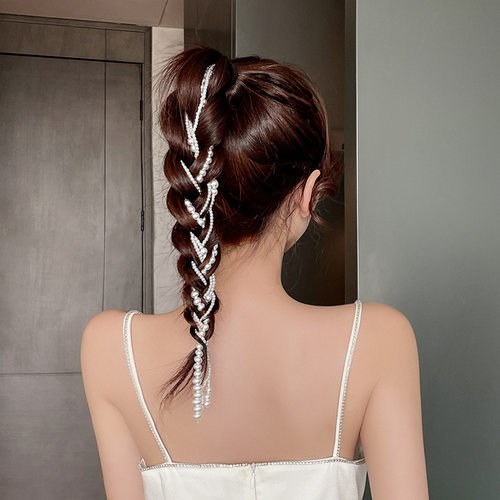 New Simulated Pearl Chain Hairpins For Women Tassel Hair Cli