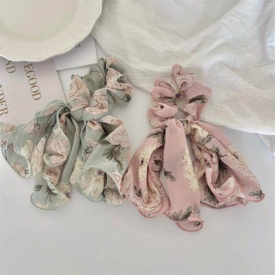 3.9 Inch Women Silk Scrunchie Elastic Hair Ties Rabbit Ears