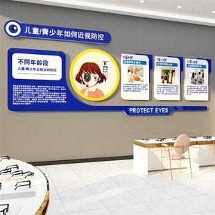 眼镜店墙面装饰挂画文化科普形象验光海报广告视光护中心宣传背景
