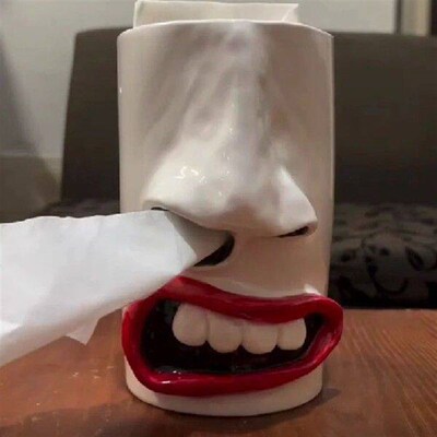 Funny Face Tissue Holder Novelty Tissue Dispenser Night