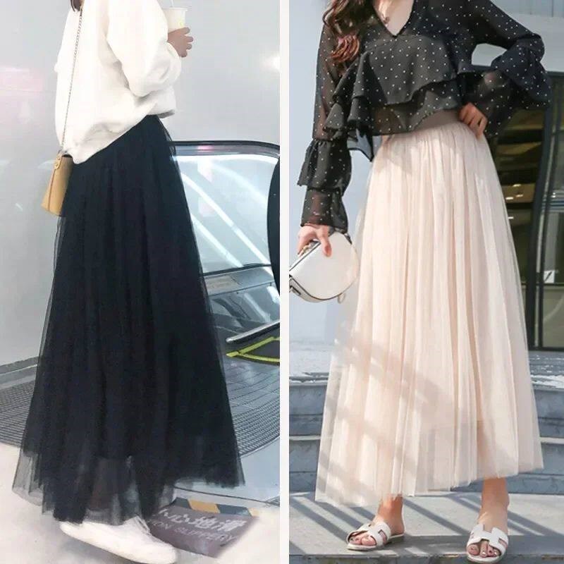 Spring/Summer Mesh Skirt Mid Length Half Length Skirt High W图片