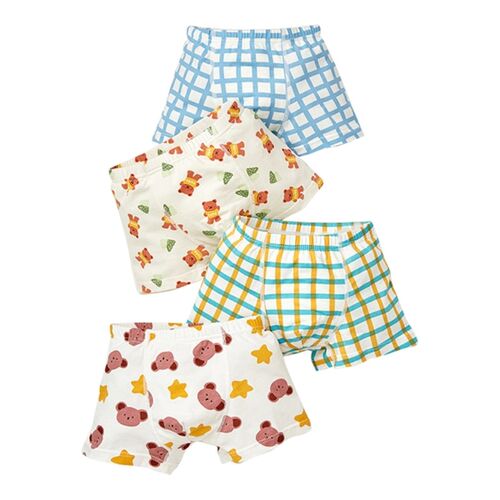 4Pcs Kid Boys Underwear Cartoon Children Shorts Panties Cott