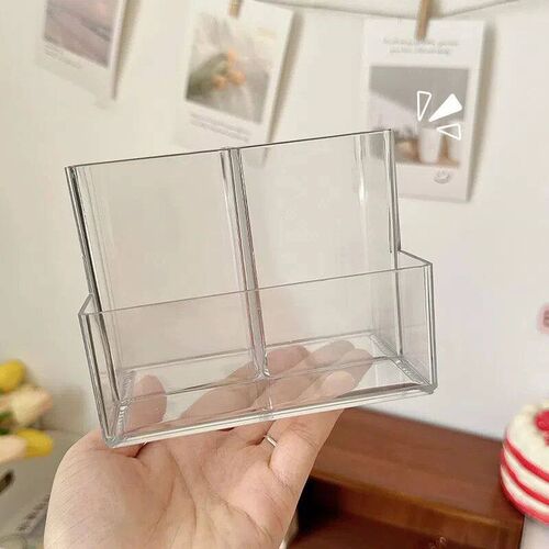 1/2/3Pcs Transparent 3 Grids Pen Holder Box Make Up Brush Bu