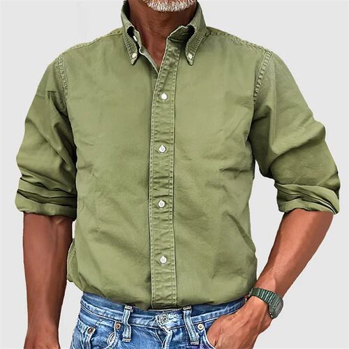 2025 4 Mens Business Daily Urban All-match Shirt Lapel Butt