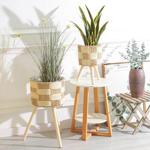 Nordic Hand-made Rattan Double-layer Small Coffee Table Side