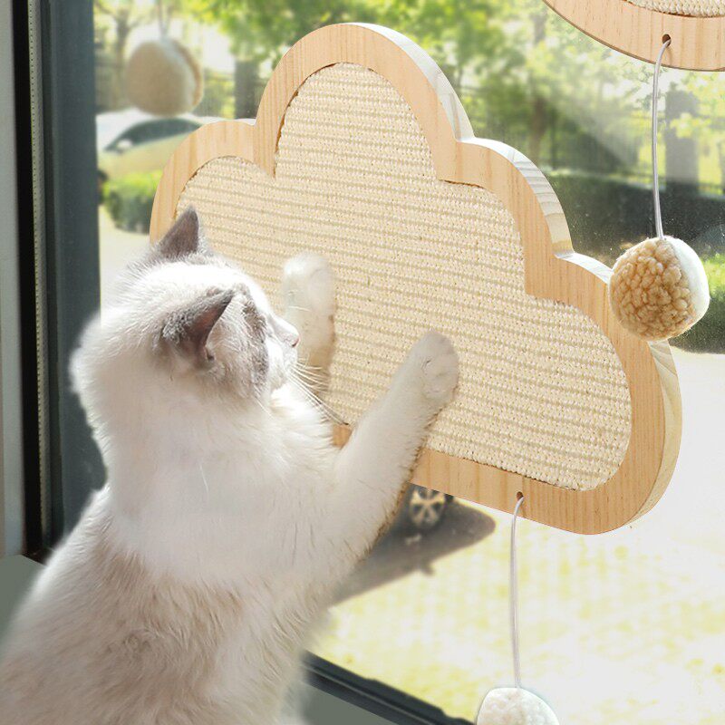 实木猫抓板不掉屑吸盘式立体猫抓板圆形耐磨磨爪器不掉屑猫咪玩具