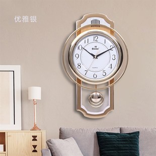 创意摇摆高档挂墙钟表报时挂钟整点音乐打点家用客厅装饰静音时钟