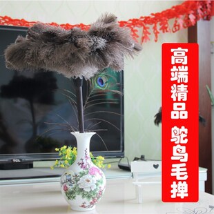 鸵鸟毛除尘掸子 精挑细选柔软鸵毛家用车用逗猫棒 乌木杆子精致款