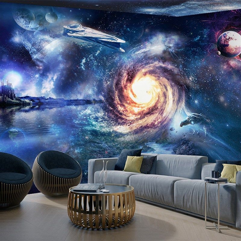 棚顶装修宇宙星空3d主题壁画酒吧KTV个性背景墙纸剧本杀吊顶壁纸