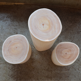 新品木桩 实木矮 圆形小茶几 原木木墩 天然木墩花架